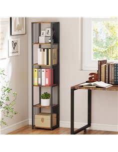 HOMCOM 5-Tier Bookshelf with Steel Frame - Rustic Brown 2