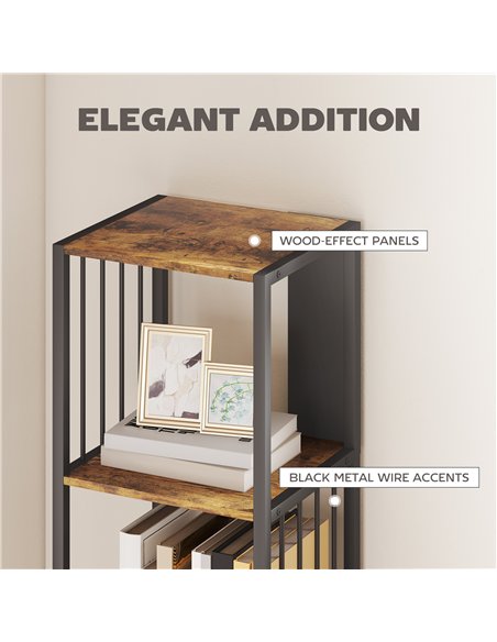 HOMCOM 5-Tier Bookshelf with Steel Frame - Rustic Brown - pic 169219 | FastDaddyshop