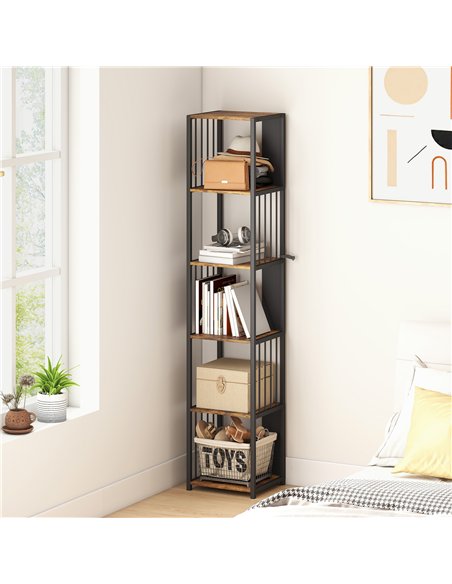 HOMCOM 5-Tier Bookshelf with Steel Frame - Rustic Brown - pic 169221 | FastDaddyshop