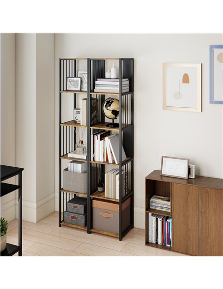 HOMCOM 5-Tier Bookshelf with Steel Frame - Rustic Brown - pic 169222 | FastDaddyshop