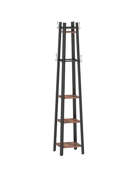 HOMCOM Industrial-Style Four Shelf Coat Stand - Brown/Black - pic 169224 | FastDaddyshop