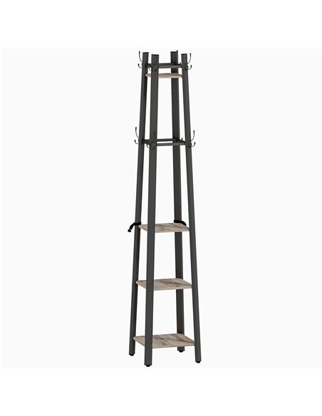 HOMCOM Industrial-Style Four Shelf Coat Stand - Grey/Black - pic 169233 | FastDaddyshop
