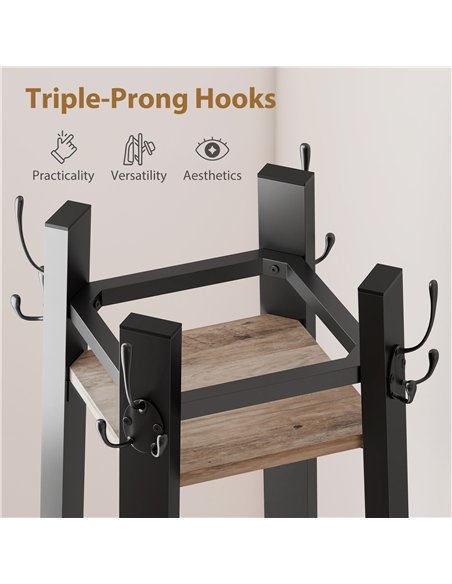 HOMCOM Industrial-Style Four Shelf Coat Stand - Grey/Black - pic 169237 | FastDaddyshop