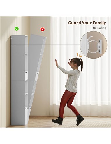 HOMCOM 6-Tier Bookcase, Tall Narrow Bookshelf with Drawer and Door - White