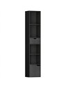 HOMCOM 6-Tier Bookcase, Tall Narrow Bookshelf with Drawer and Door - Black