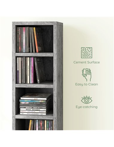 HOMCOM 204 CD Tall Narrow Media Storage Tower - Cement Grey