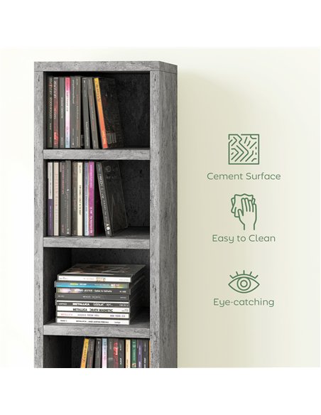 HOMCOM 204 CD Tall Narrow Media Storage Tower - Cement Grey - pic 169273 | FastDaddyshop