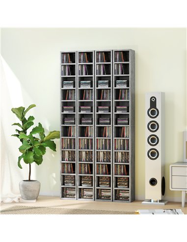HOMCOM 204 CD Tall Narrow Media Storage Tower - Cement Grey