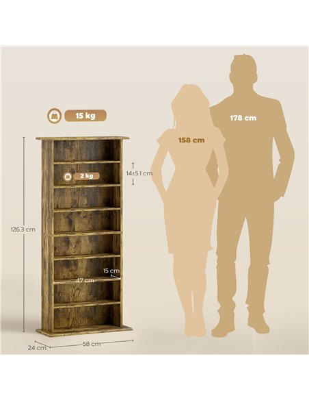 HOMCOM 360 CD Storage Unit - Rustic Brown - pic 169280 | FastDaddyshop