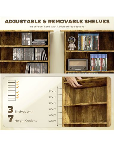 HOMCOM 360 CD Storage Unit - Rustic Brown
