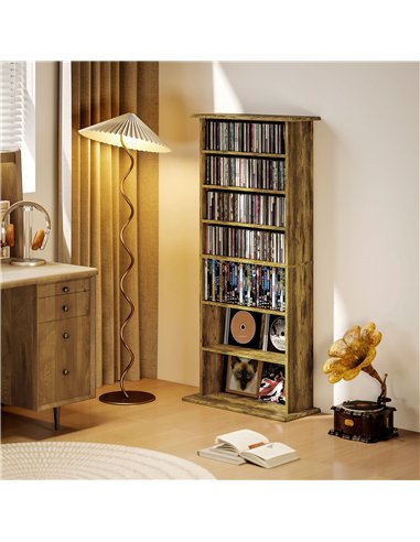 HOMCOM 360 CD Storage Unit - Rustic Brown