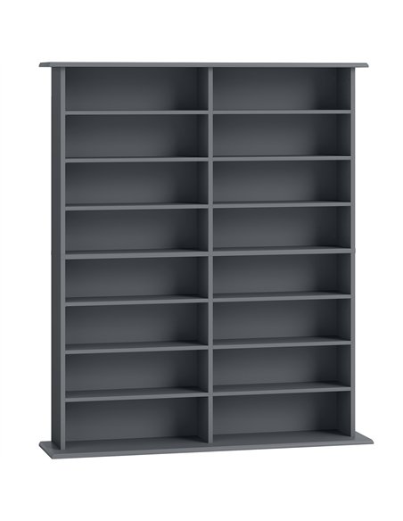 HOMCOM 16-Compartment Media Shelf - Grey - pic 169287 | FastDaddyshop