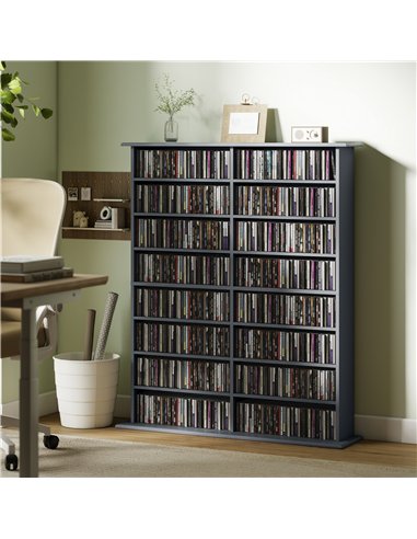 HOMCOM 16-Compartment Media Shelf - Grey