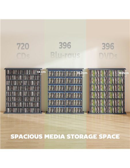HOMCOM 16-Compartment Media Shelf - Grey - pic 169290 | FastDaddyshop