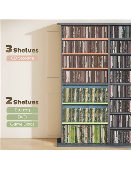 HOMCOM 16-Compartment Media Shelf - Grey - pic 169294 | FastDaddyshop