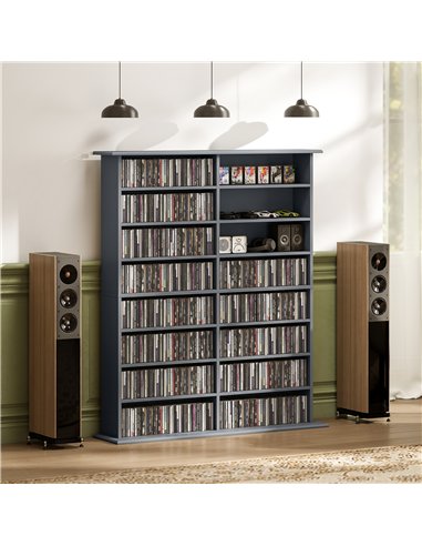 HOMCOM 16-Compartment Media Shelf - Grey