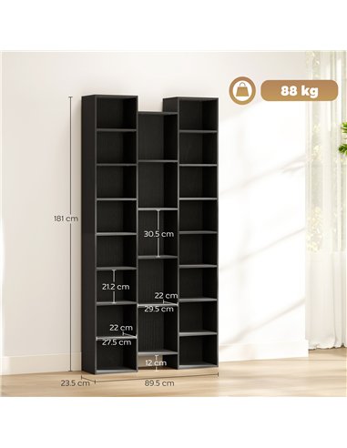 HOMCOM 21-Compartment Bookshelf - Black
