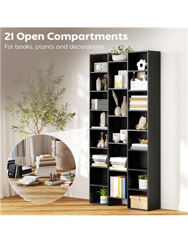 HOMCOM 21-Compartment Bookshelf - Black