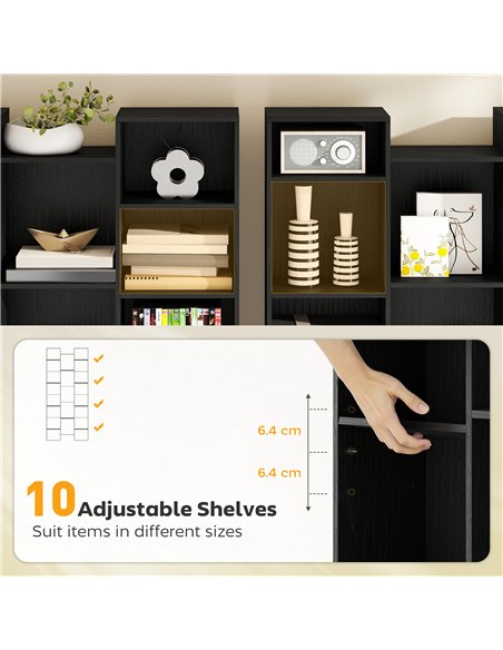 HOMCOM 21-Compartment Bookshelf - Black - pic 169300 | FastDaddyshop