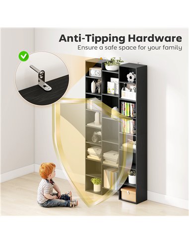 HOMCOM 21-Compartment Bookshelf - Black
