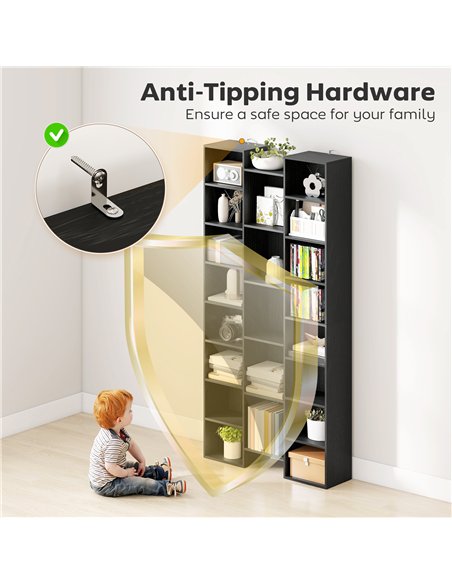 HOMCOM 21-Compartment Bookshelf - Black - pic 169301 | FastDaddyshop