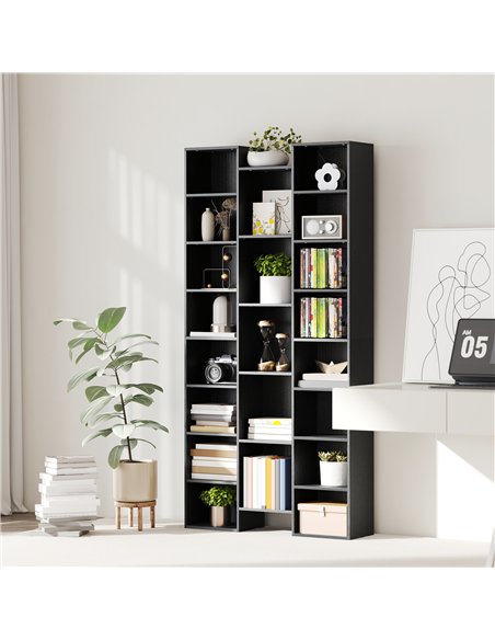 HOMCOM 21-Compartment Bookshelf - Black - pic 169302 | FastDaddyshop