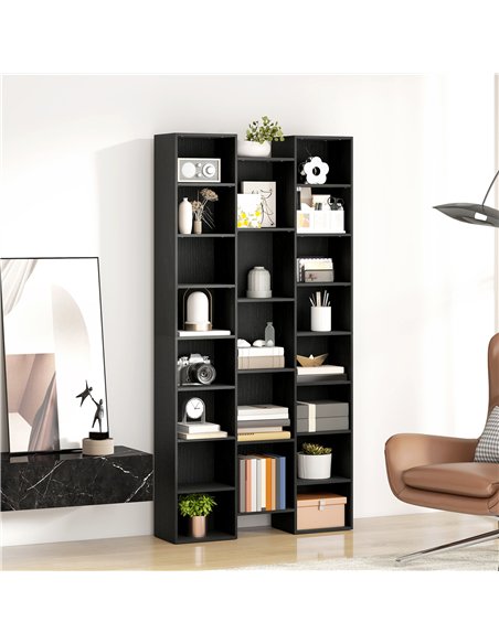 HOMCOM 21-Compartment Bookshelf - Black - pic 169303 | FastDaddyshop