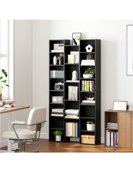 HOMCOM 21-Compartment Bookshelf - Black - pic 169304 | FastDaddyshop