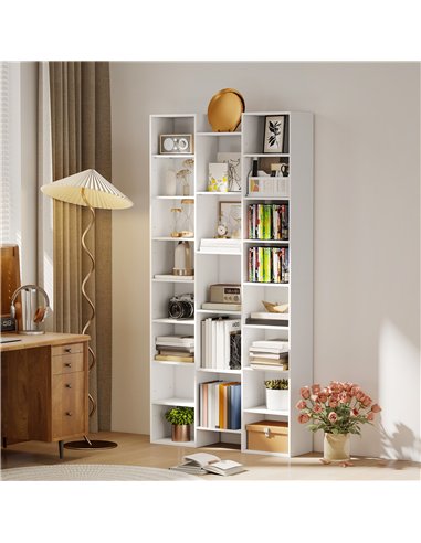 HOMCOM 21-Compartment Bookshelf - White