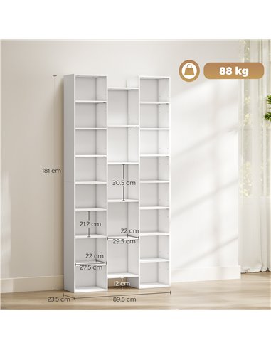 HOMCOM 21-Compartment Bookshelf - White