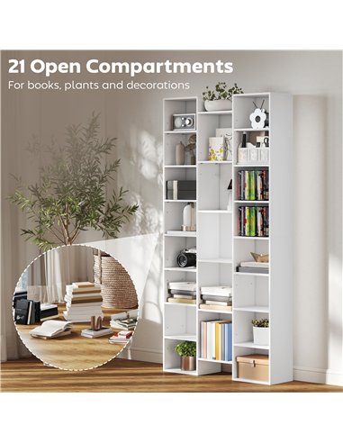 HOMCOM 21-Compartment Bookshelf - White