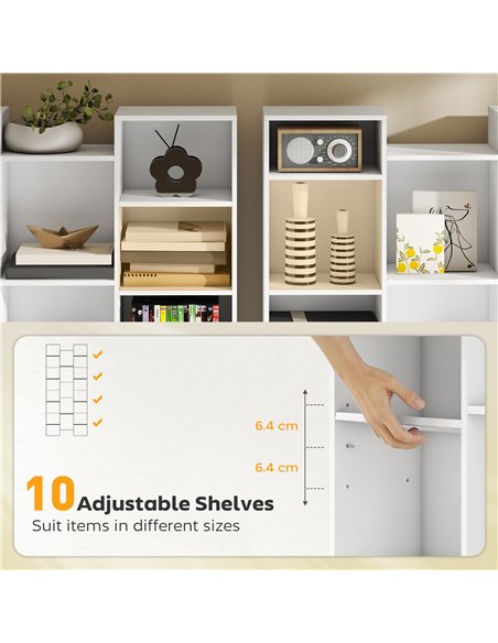 HOMCOM 21-Compartment Bookshelf - White - pic 169309 | FastDaddyshop