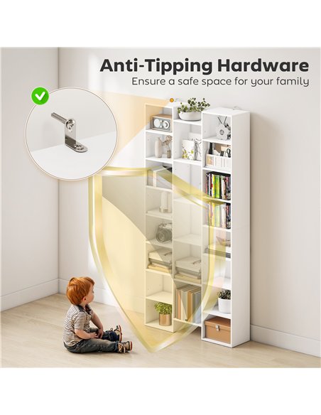 HOMCOM 21-Compartment Bookshelf - White - pic 169310 | FastDaddyshop