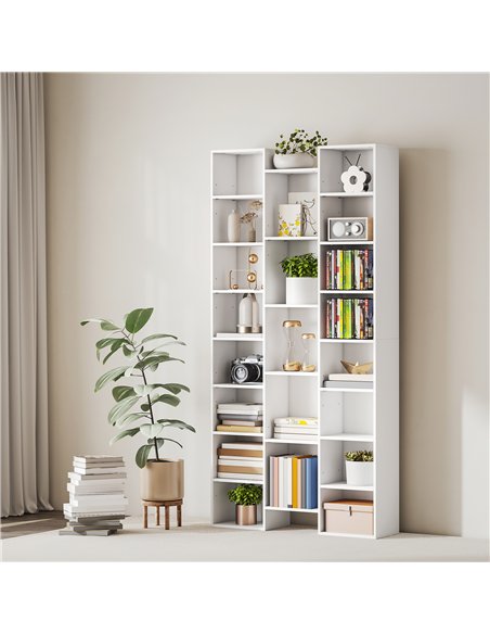 HOMCOM 21-Compartment Bookshelf - White - pic 169311 | FastDaddyshop