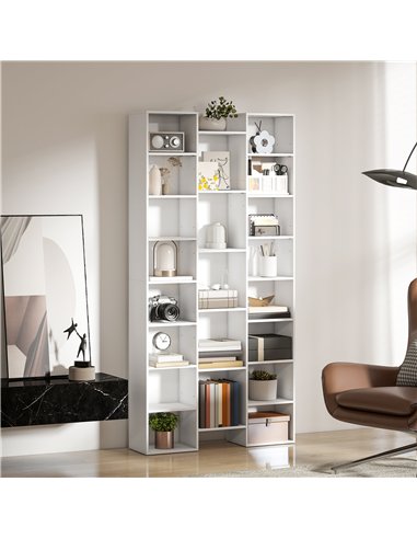 HOMCOM 21-Compartment Bookshelf - White