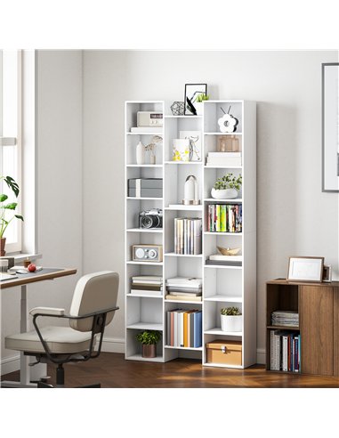 HOMCOM 21-Compartment Bookshelf - White