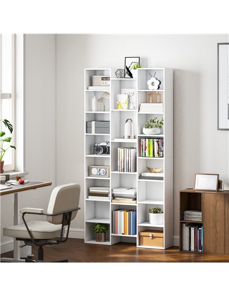 HOMCOM 21-Compartment Bookshelf - White - pic 169313 | FastDaddyshop