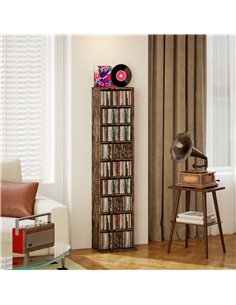 HOMCOM 260 Narrow CD Storage Unit - Rustic Brown 2