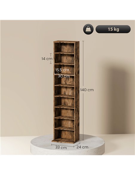HOMCOM 260 Narrow CD Storage Unit - Rustic Brown - pic 169316 | FastDaddyshop