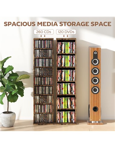 HOMCOM 260 Narrow CD Storage Unit - Rustic Brown