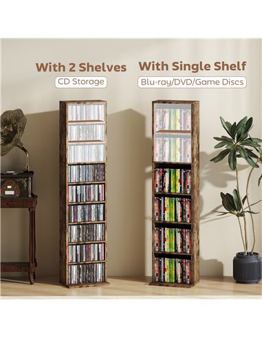 HOMCOM 260 Narrow CD Storage Unit - Rustic Brown