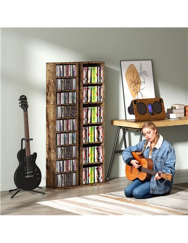 HOMCOM 260 Narrow CD Storage Unit - Rustic Brown