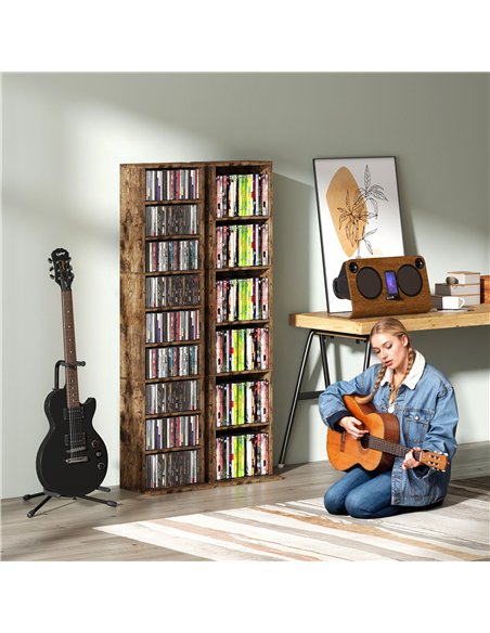 HOMCOM 260 Narrow CD Storage Unit - Rustic Brown - pic 169322 | FastDaddyshop