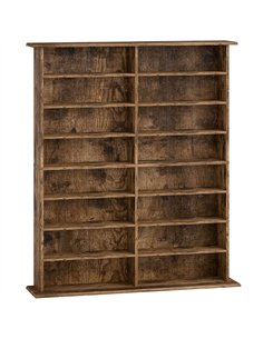 HOMCOM 16-Compartment Media Shelf - Rustic Brown