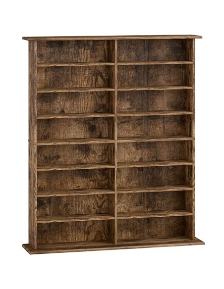 HOMCOM 16-Compartment Media Shelf - Rustic Brown - pic 169323 | FastDaddyshop