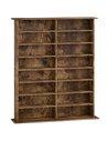 HOMCOM 16-Compartment Media Shelf - Rustic Brown
