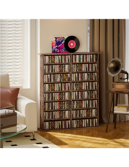 HOMCOM 16-Compartment Media Shelf - Rustic Brown - pic 169324 | FastDaddyshop