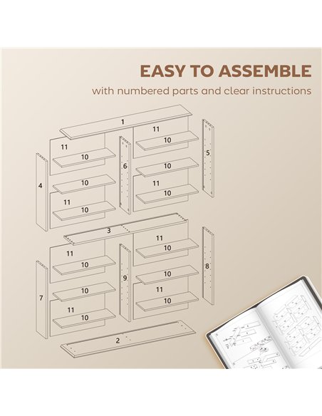 HOMCOM 16-Compartment Media Shelf - Rustic Brown - pic 169329 | FastDaddyshop