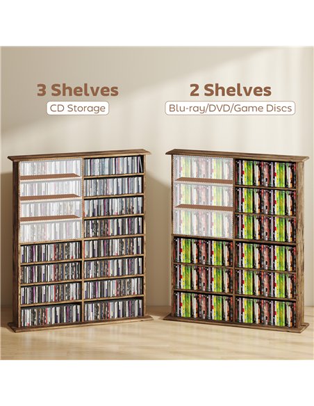 HOMCOM 16-Compartment Media Shelf - Rustic Brown - pic 169330 | FastDaddyshop