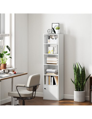 HOMCOM 6-Tier 156 cm Tall Bookcase - White